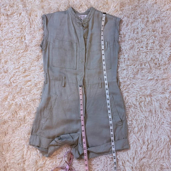 Reiss mint green linen viscose blend romper pockets NO belt SZ 0 button up - Picture 7 of 9